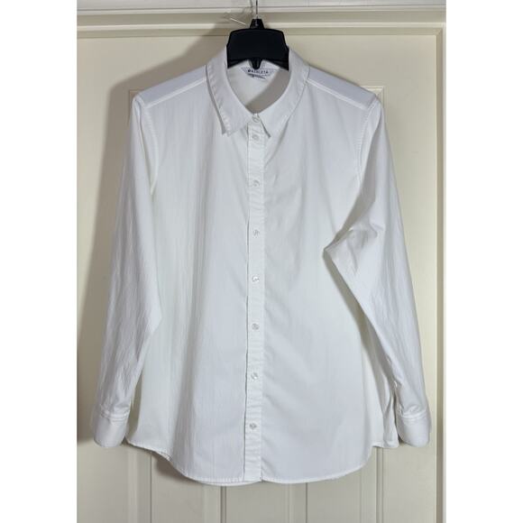 Athleta Shirt Womens Size 1X White Button Up Long Sleeve Preppy Classic - Picture 1 of 10